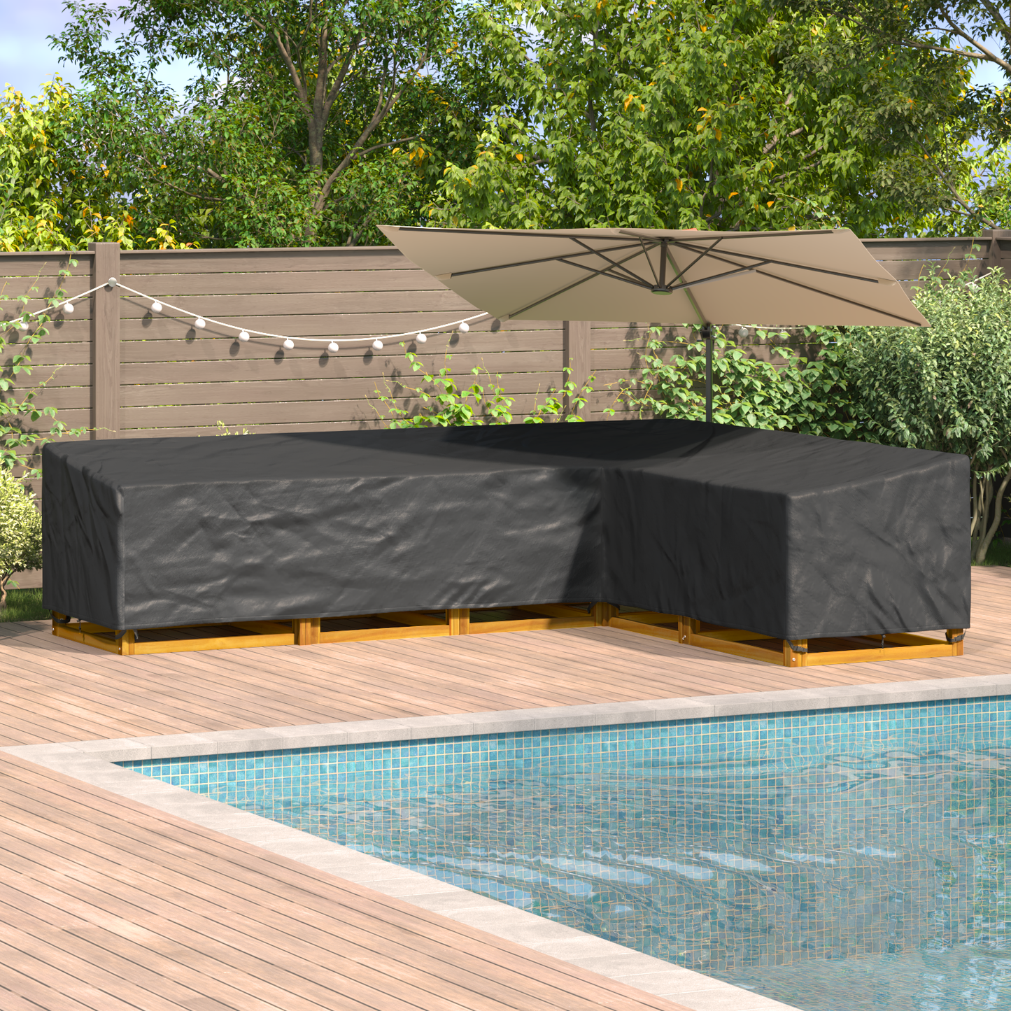 Furniture Cover Black 355 x 275 x 80 cm 210D Oxford Fbric