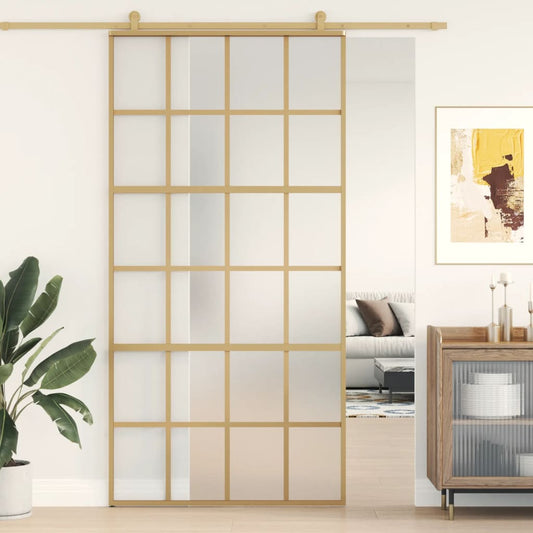Sliding Door Gold 102,5x205 cm Frosted ESG Glass and Aluminium