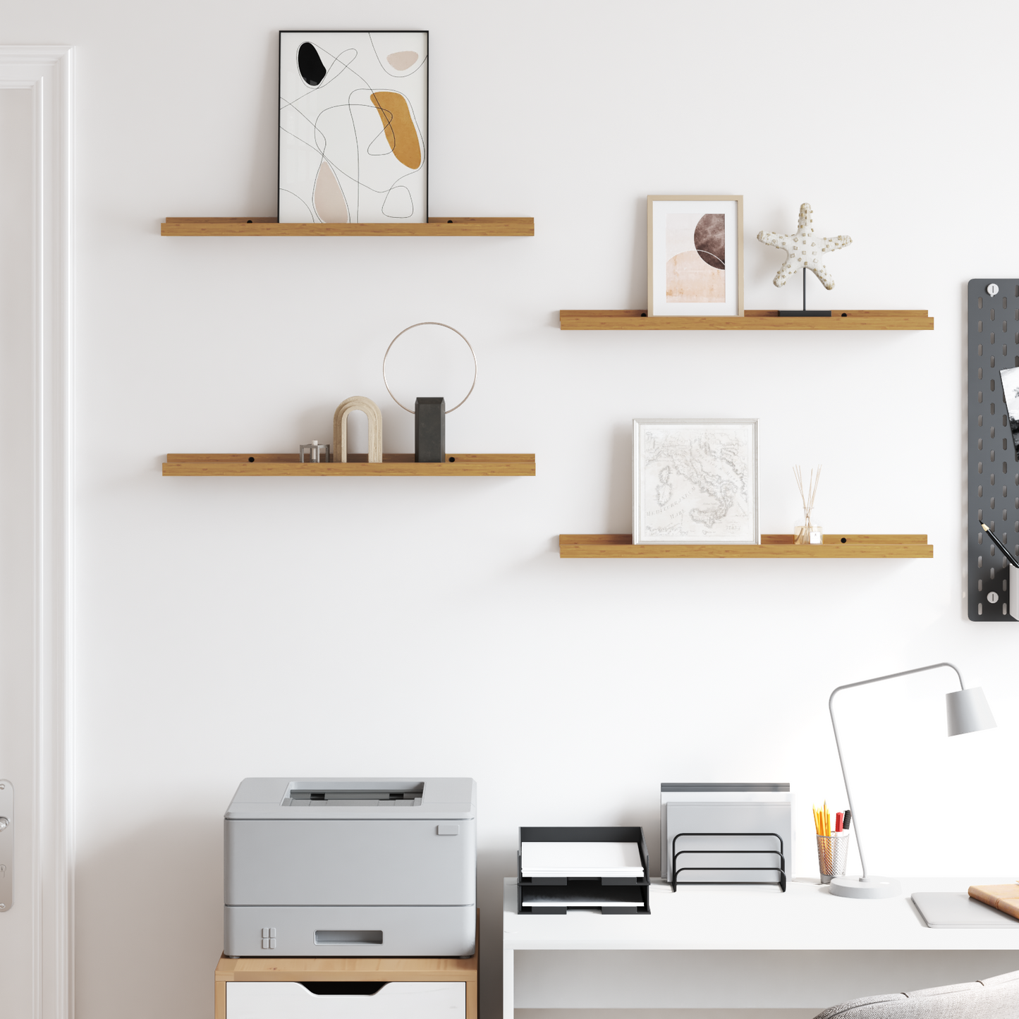 Wall Shelf with Shelf 4 pcs Beige 60 x 9 x 3 cm Engineered Wood