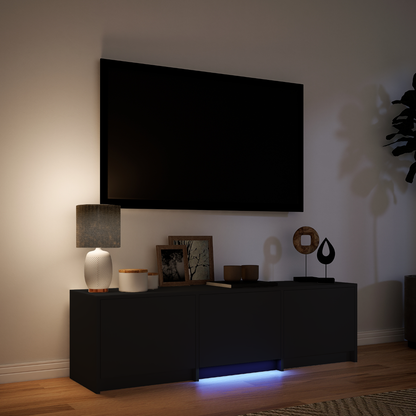 TV Cabinet with LED Black 140 x 34 x 40 cm Engineered Wood