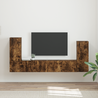 TV Cabinet Set 4 pcs Smoked Oak Engineered Wood