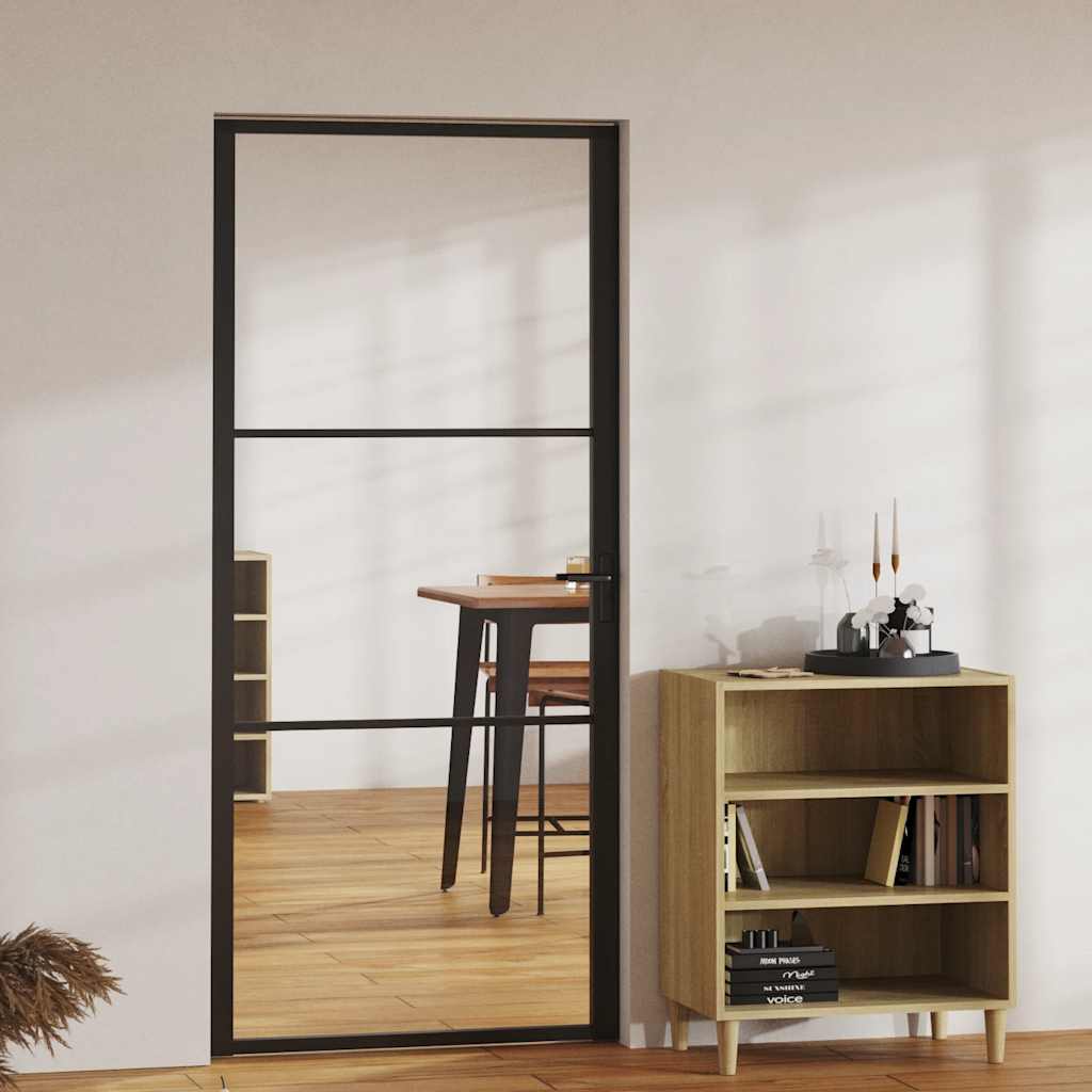 Interior Door ESG Glass and Aluminium 93x201,5 cm Black