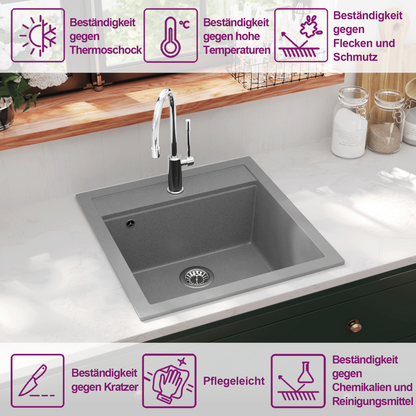 Granite Kitchen Sink Single Basin Grey