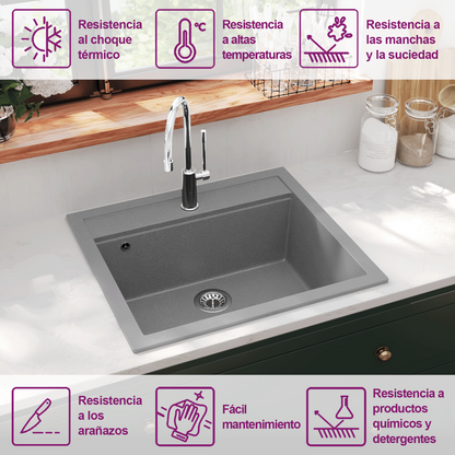 Granite Kitchen Sink Single Basin Grey