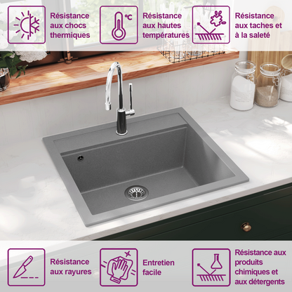 Granite Kitchen Sink Single Basin Grey