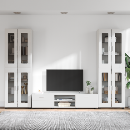 TV Cabinet Set FLORIN 3 pcs High Gloss White Engineered Wood