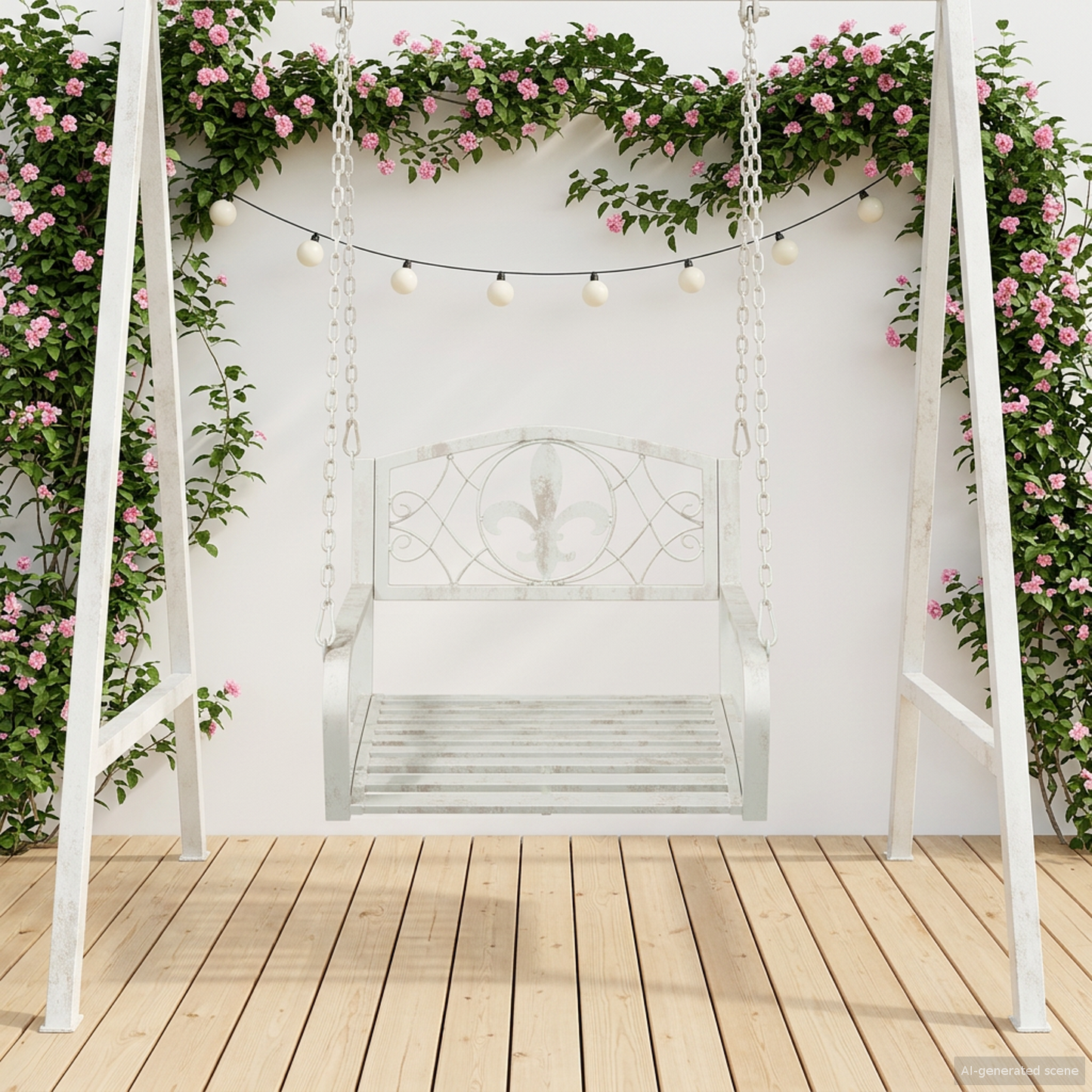 Swing Bench Steel 71.5 x 59 x 55 cm Antique White