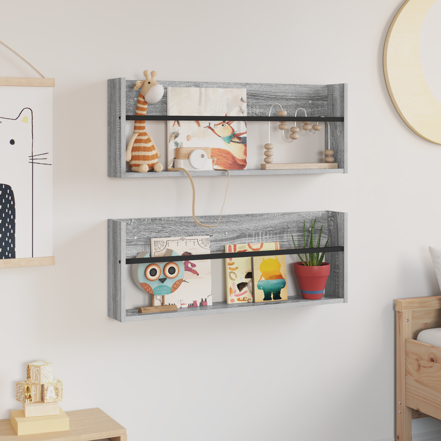 Magazine Rack 2 pcs Grey Sonoma 80 x 12 x 30 cm Engineered Wood