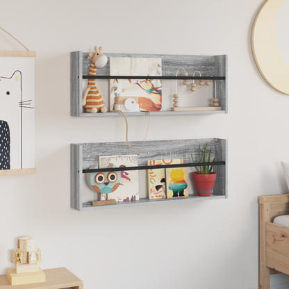 Magazine Rack 2 pcs Grey Sonoma 80 x 12 x 30 cm Engineered Wood