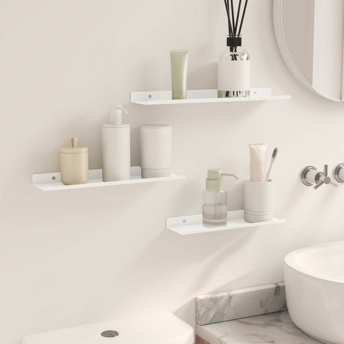Floating Shelf Wall-mounted 3 pcs White 40 x 9 x 2.5 cm Steel
