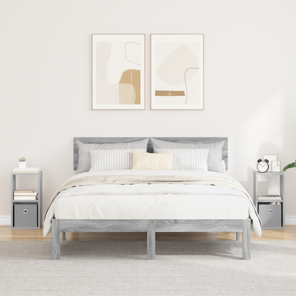 Bedside Table with Drawer 2 pcs Grey Sonoma 25.5 x 22 x 49.5 cm