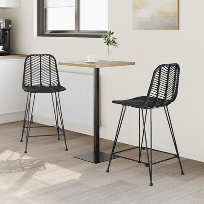 Bar Chair 2 pcs 44.5 x 54.5 x 97.5 cm Rattan and Iron