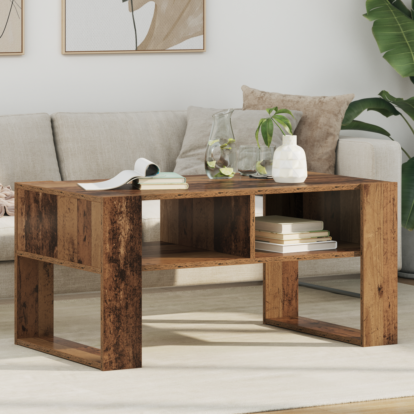 Coffee Table Old Wood 92 x 53 x 45 cm Engineered Wood