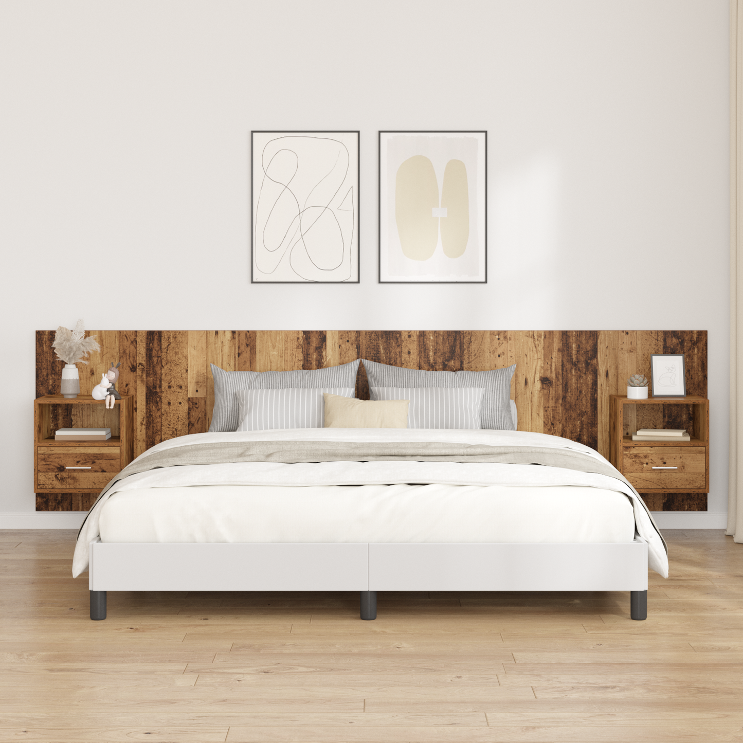 Headboard with Cabinet 3 pcs Old Wood Engineered Wood