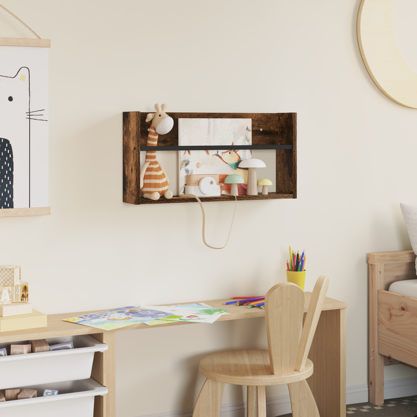 Magazine Rack Smoked Oak 60 x 12 x 30 cm Engineered Wood