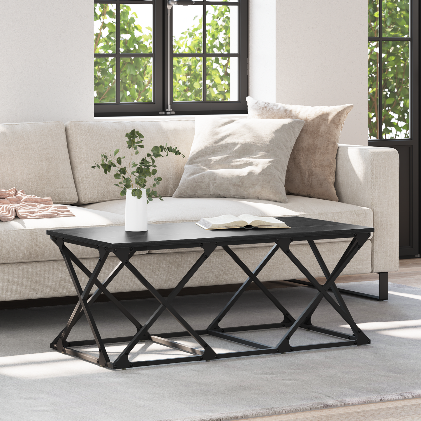 Coffee Table Black Oak 100 x 49 x 40 cm Engineered Wood