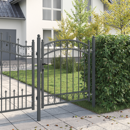 Fence Gate EMMEN 125 x 100 cm Powder-coated steel Grey Lockable
