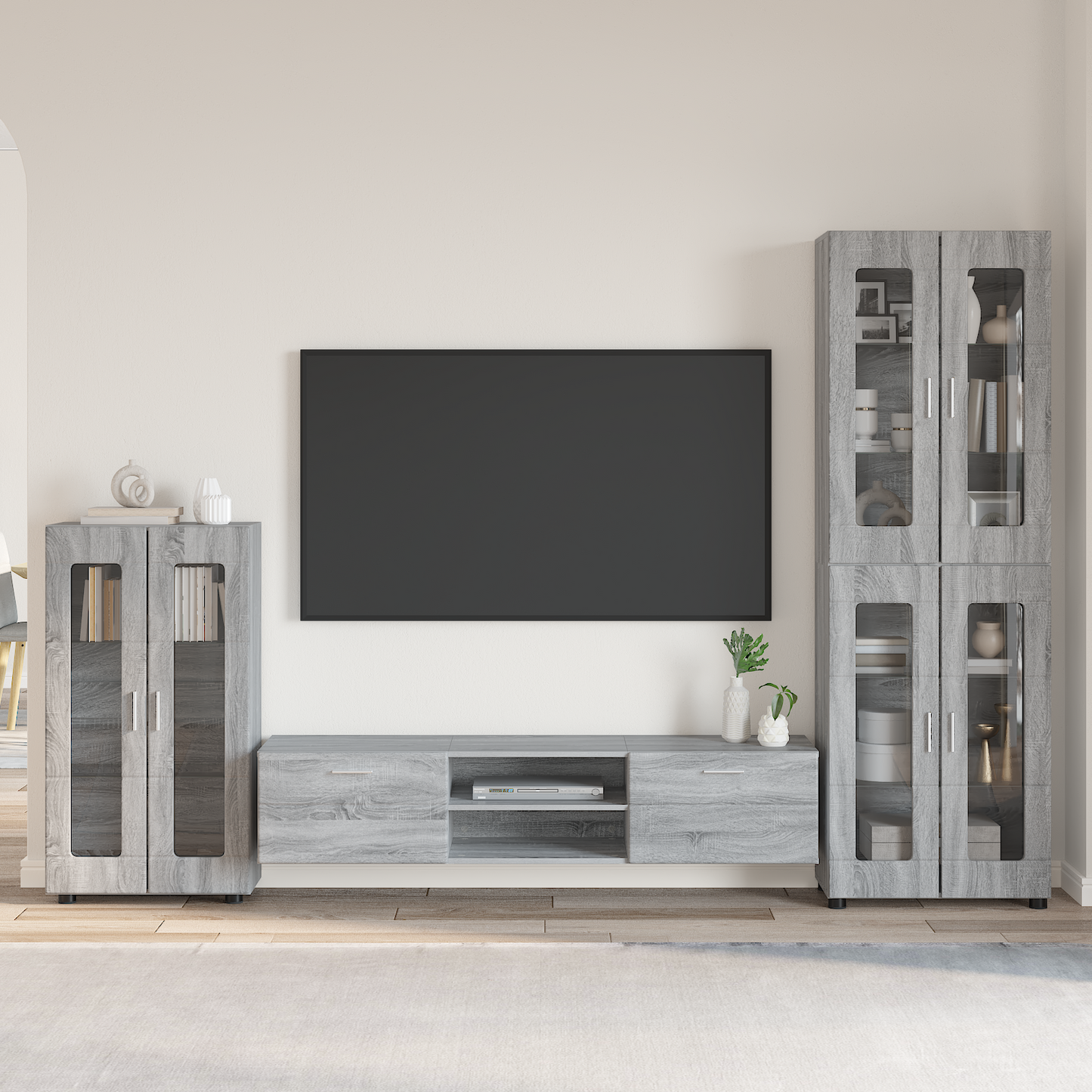 TV Cabinet Set FLORIN 3 pcs Grey Sonoma Engineered Wood