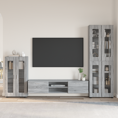 TV Cabinet Set FLORIN 3 pcs Grey Sonoma Engineered Wood