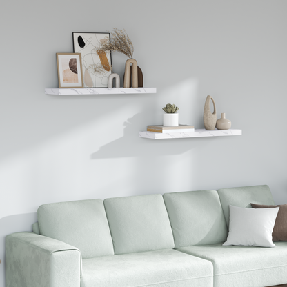 Wall Shelf 2 pcs White Marble 90 x 23.5 x 4 cm Engineered Wood