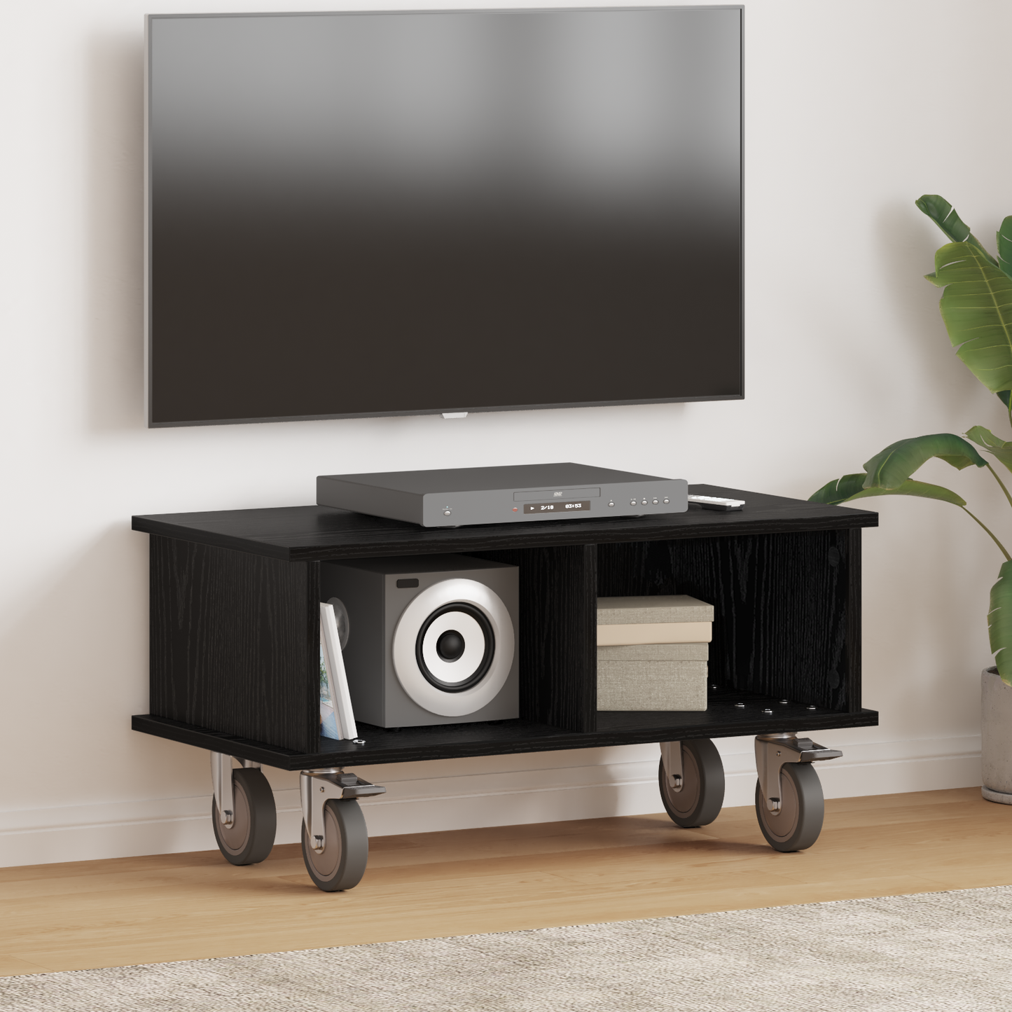 TV Stand Black Oak 68.5 x 35 x 35 cm Engineered Wood
