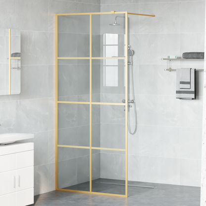Walk-in Shower Wall Gold 90 x 195 cm Tempered Glass