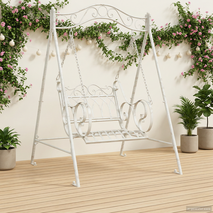 Swing Bench Steel 113 x 121.5 x 168 cm Antique White