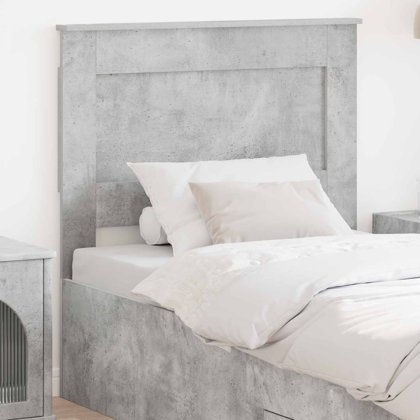 Headboard with Headboard Concrete Grey 100 cm Engineered Wood