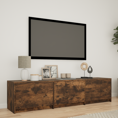 TV Cabinet with LED Smoked Oak 165 x 34 x 40 cm Engineered Wood