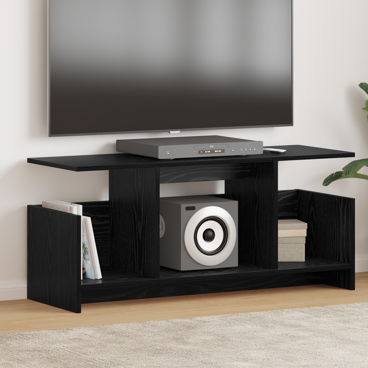 TV Stand Black Oak 102 x 35 x 45 cm Engineered Wood
