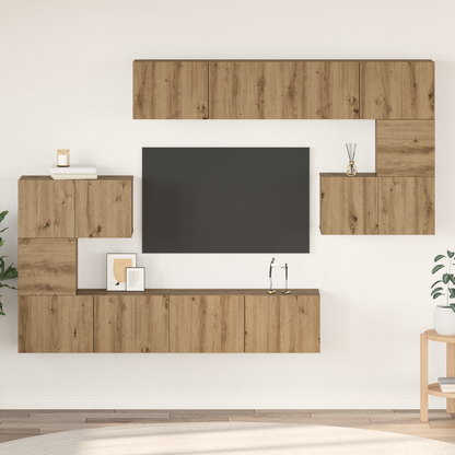 TV Cabinet Set Wall-mounted 8 pcs Artisan Oak Engineered Wood