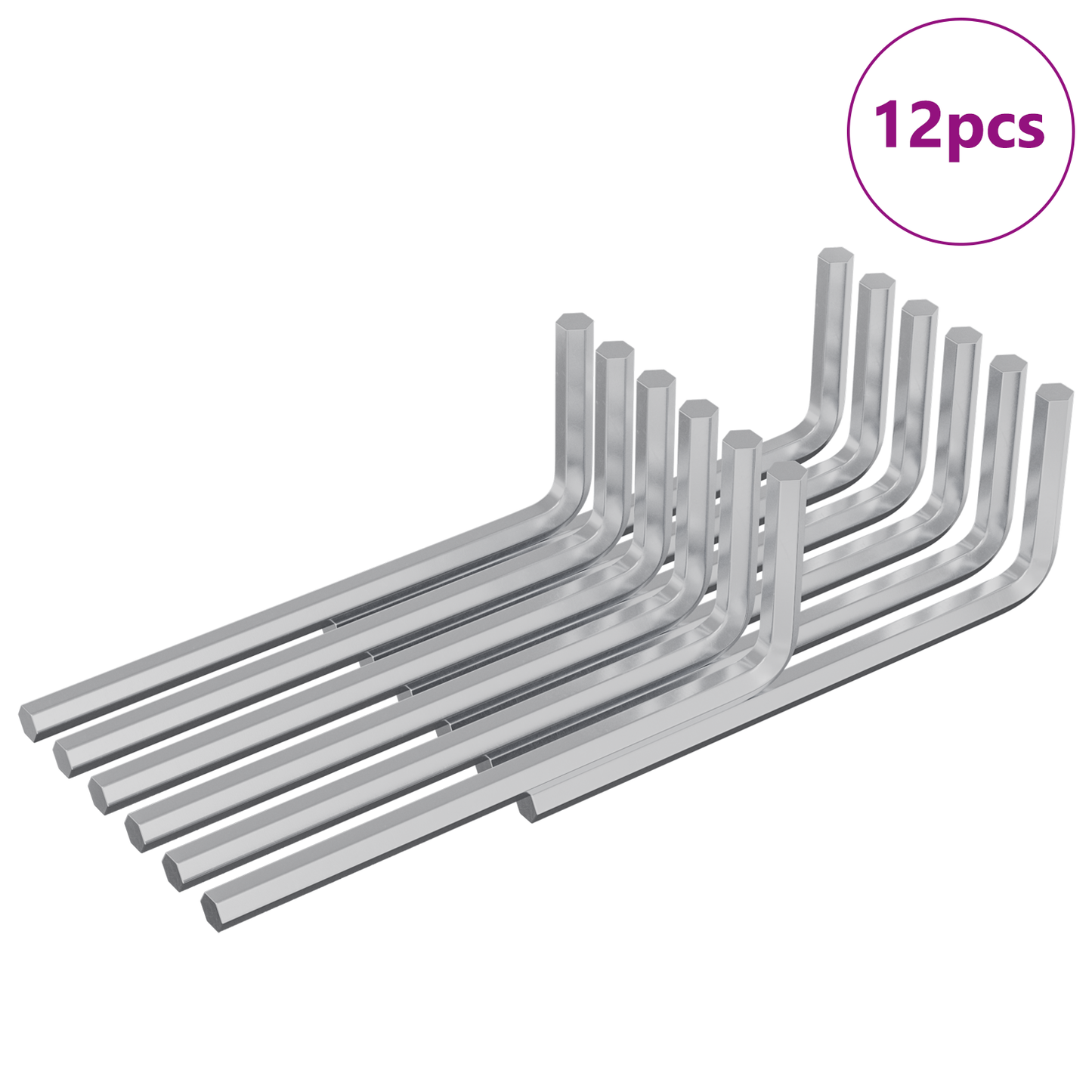 Hex Key 12 pcs Silver 20 x 52 mm Steel