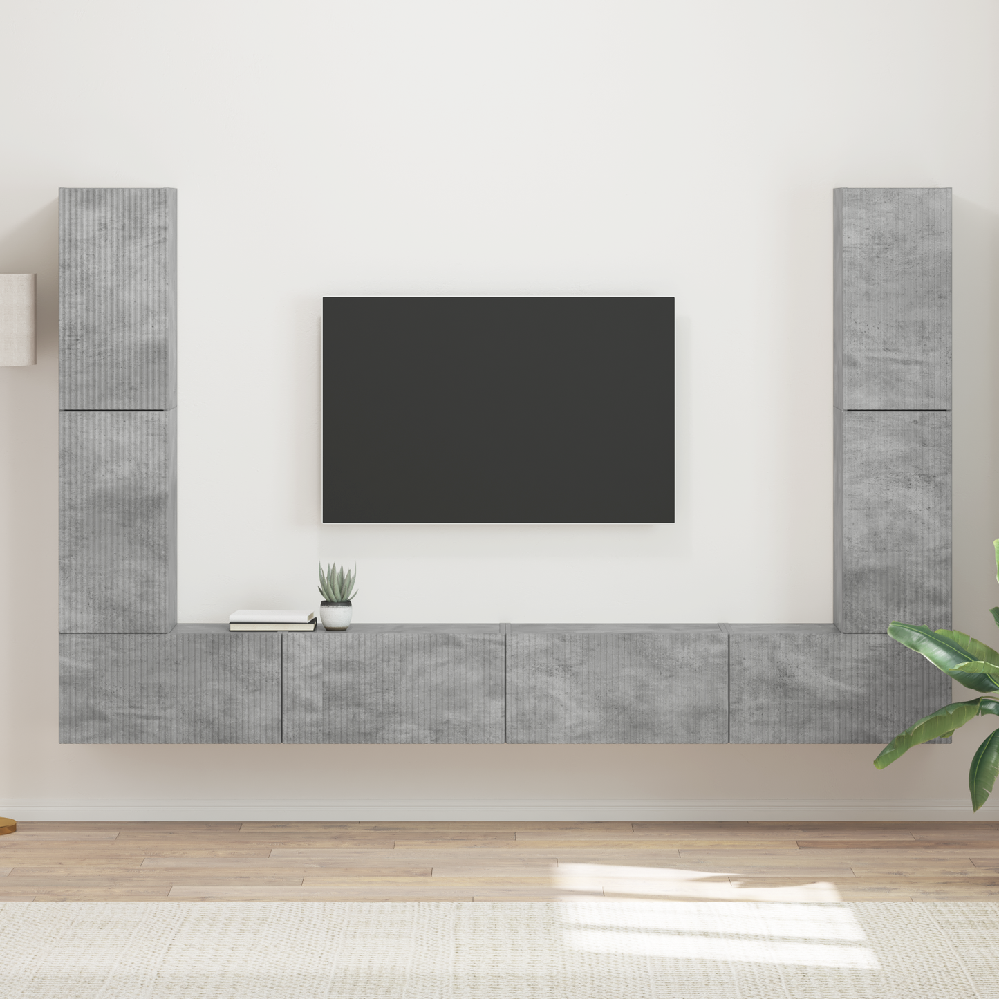 TV Cabinet Set 8 pcs Concrete Grey Engineered Wood