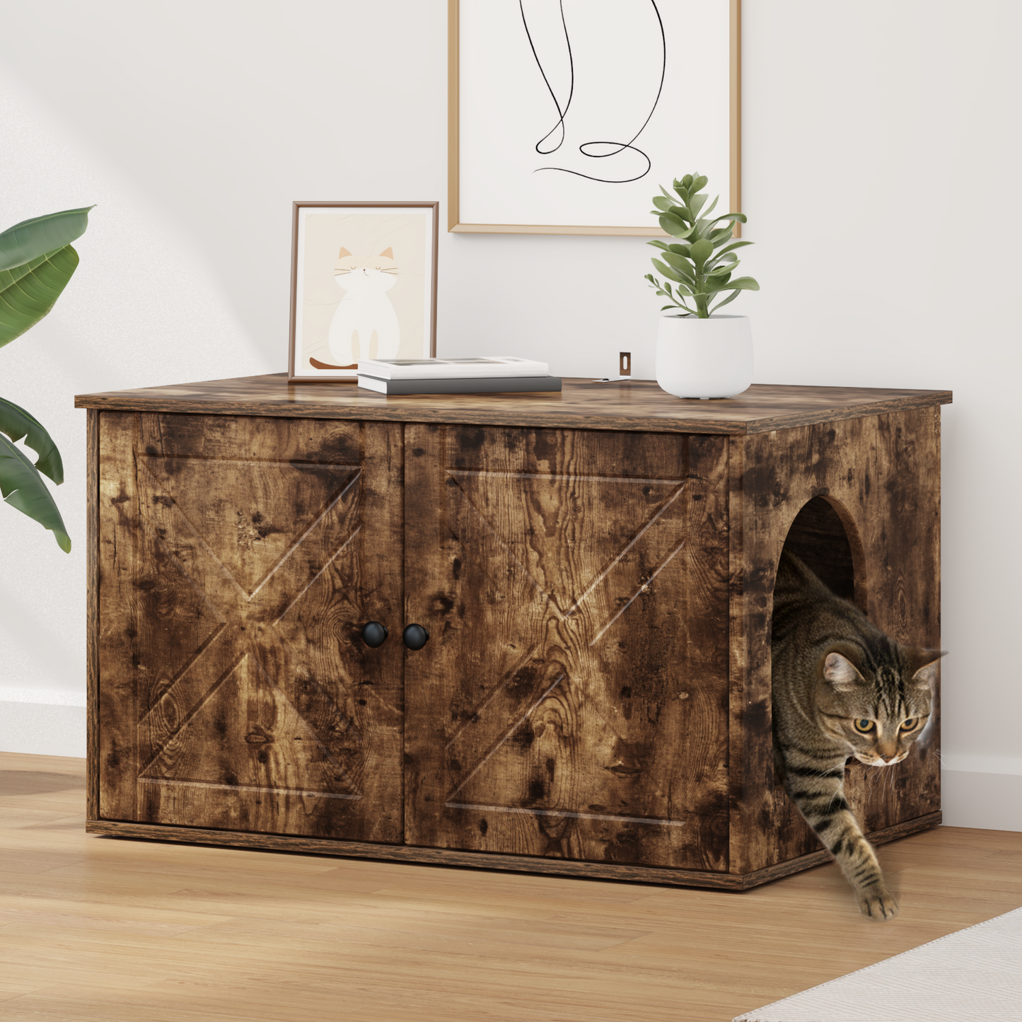 Cat House Smoked Oak 85 x 55 x 50 cm Engineered Wood