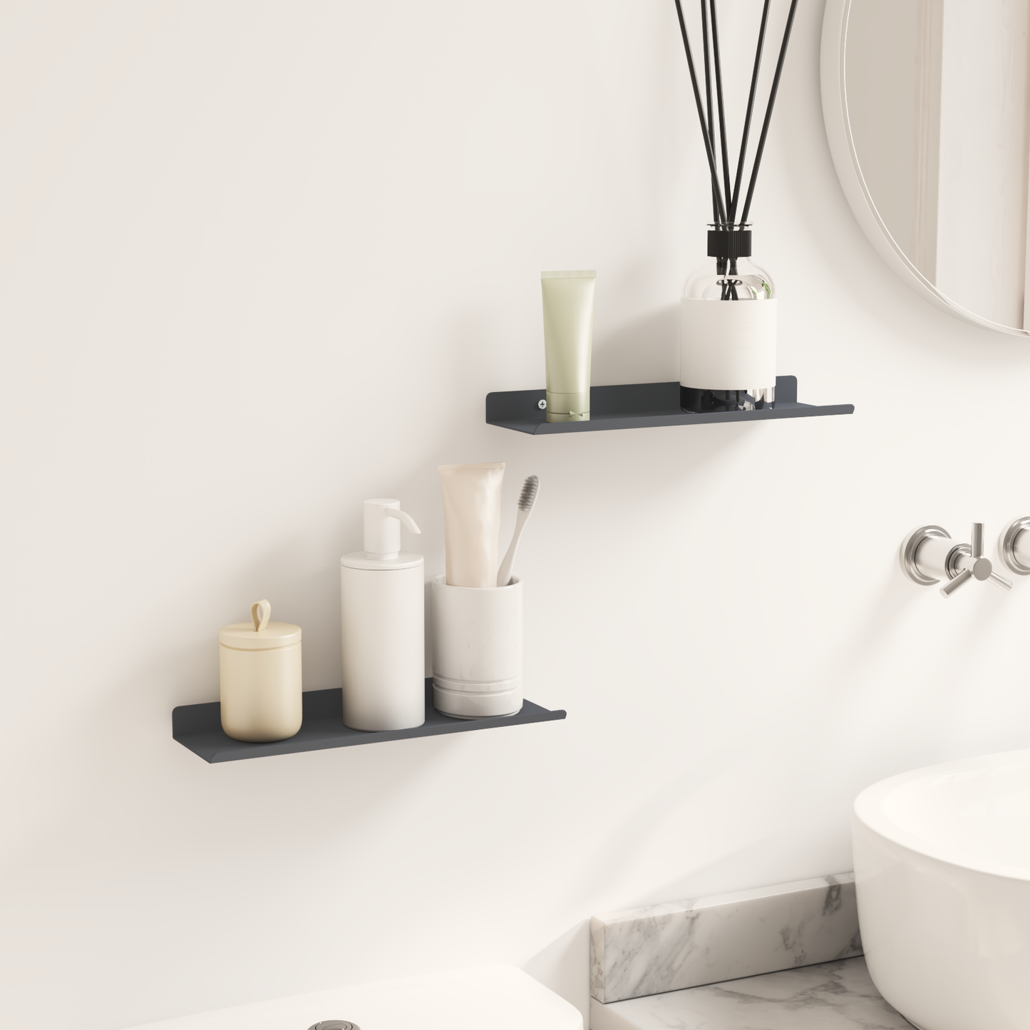 Floating Shelf 2 pcs Anthracite 30 x 9 x 2.5 cm Steel