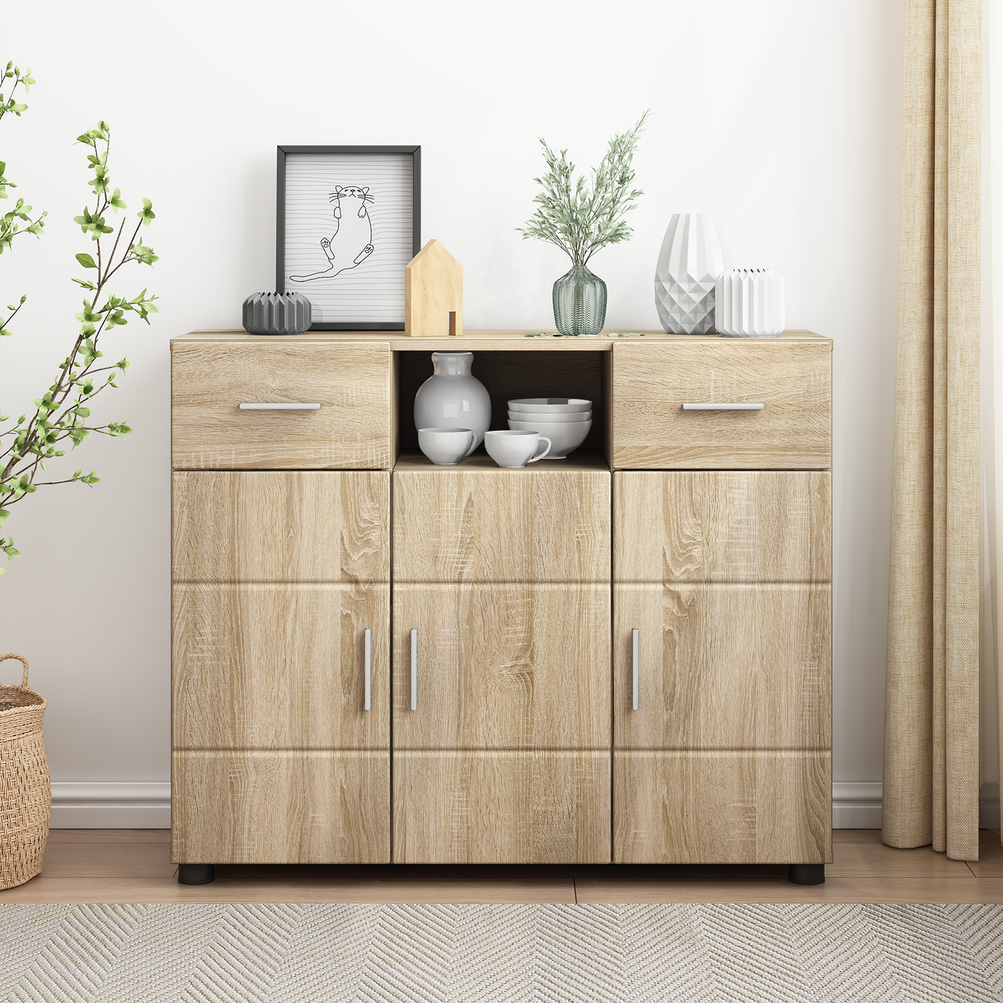 Wooden Cabinet Sonoma Oak 88.5 x 30.5 x 73 cm Engineered Wood