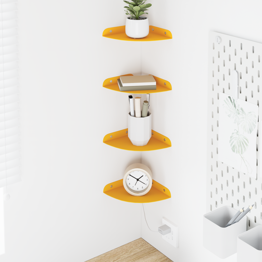 Floating Shelf with Shelf 4 pcs Mustard Yellow 15 x 15 x 2 cm