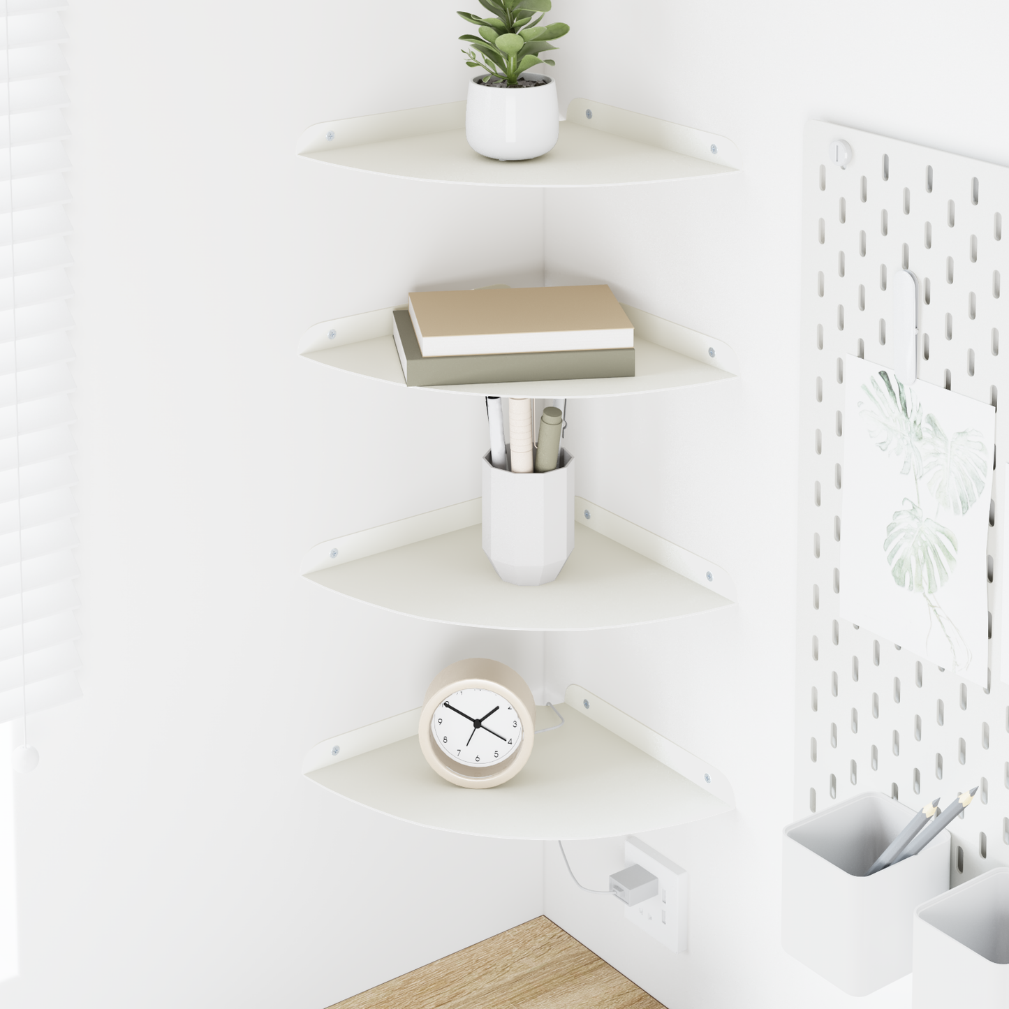 Floating Shelf with Shelf 4 pcs White 24 x 24 x 2 cm