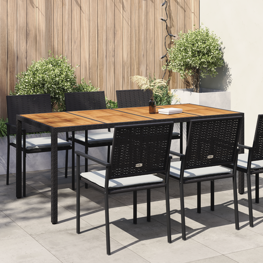 Garden Table Black 190 x 90 x 75 cm Poly Rattan