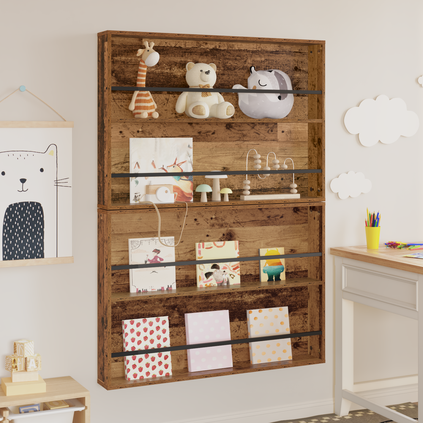 Magazine Rack 2 pcs Old Wood 100 x 12 x 70 cm Engineered Wood