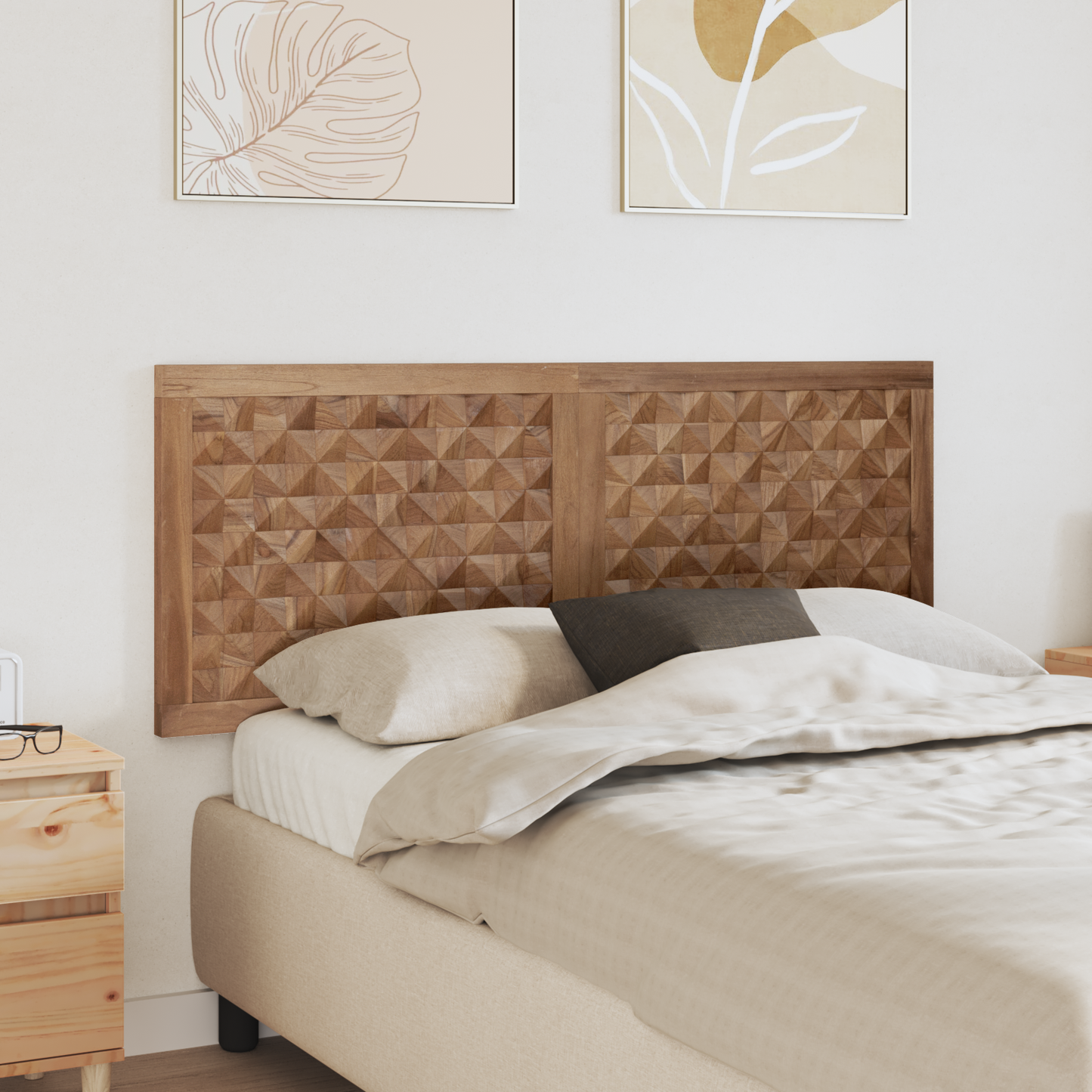 Bed Headboard Natural Solid Teak Wood