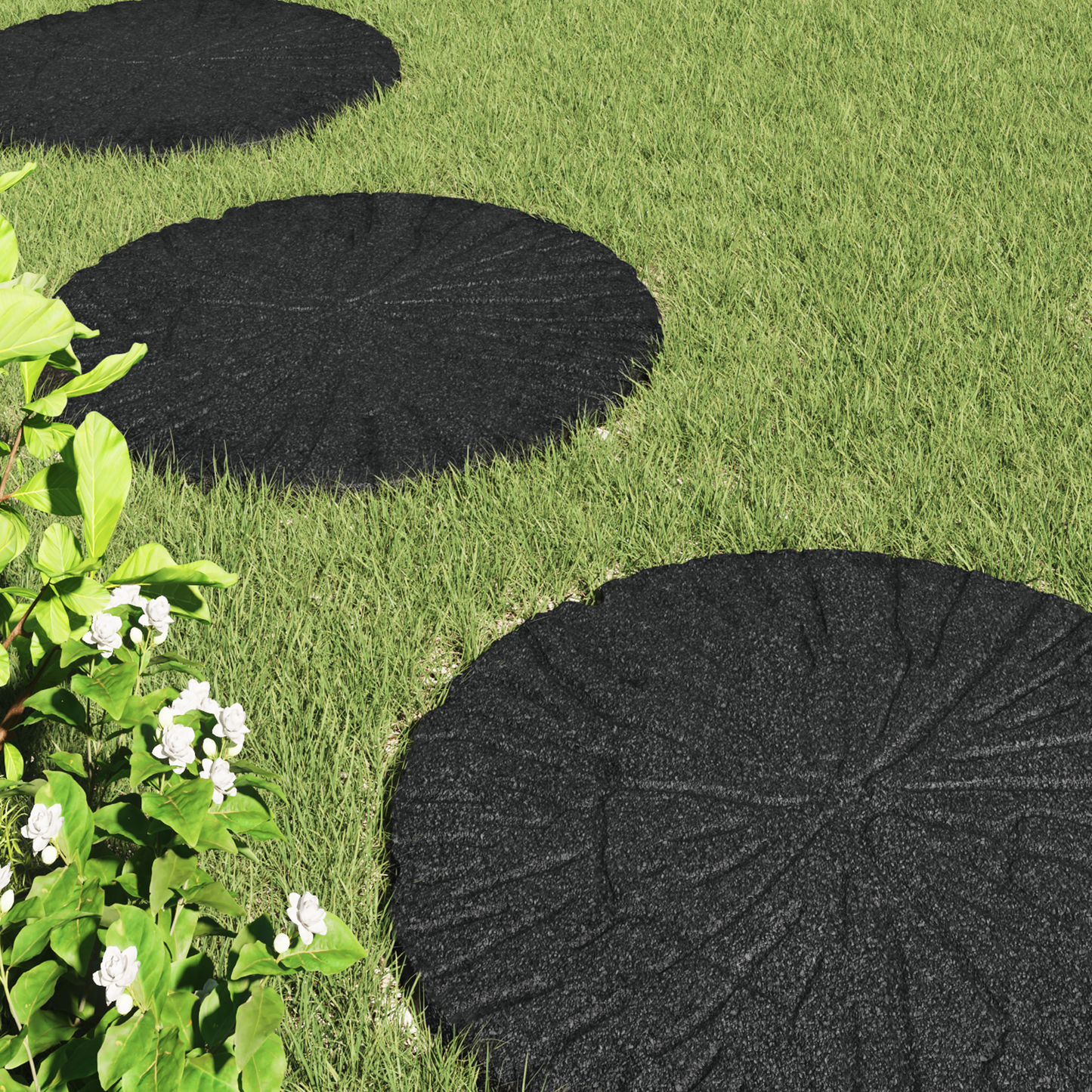 Stepping Stone 6 pcs Black Ø 45 x 1.8 cm Rubber