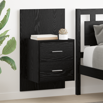 Wall-mounted Bedside Cabinet with Drawer 2 pcs Black Oak