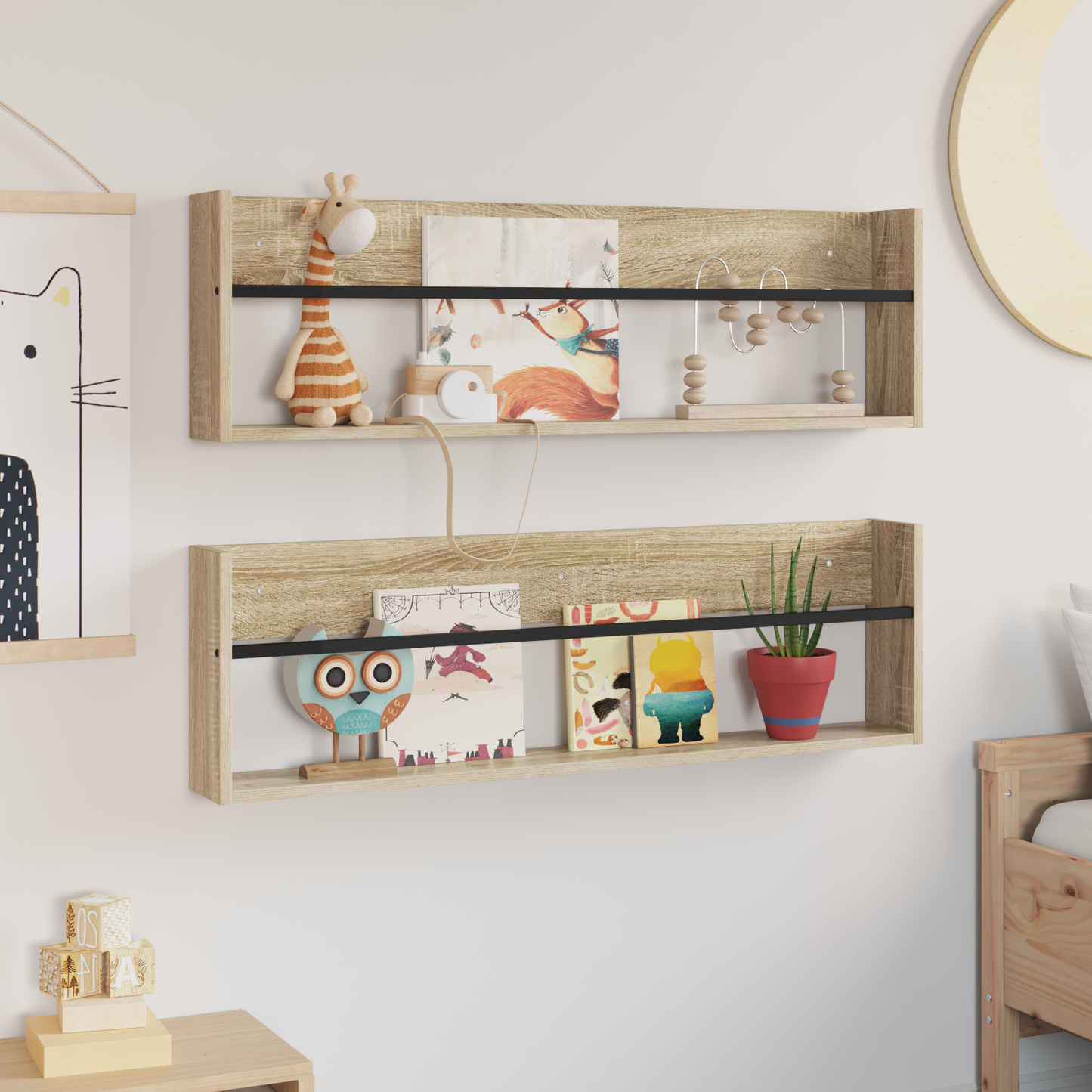 Magazine Rack 2 pcs Sonoma Oak 100 x 12 x 30 cm Engineered Wood