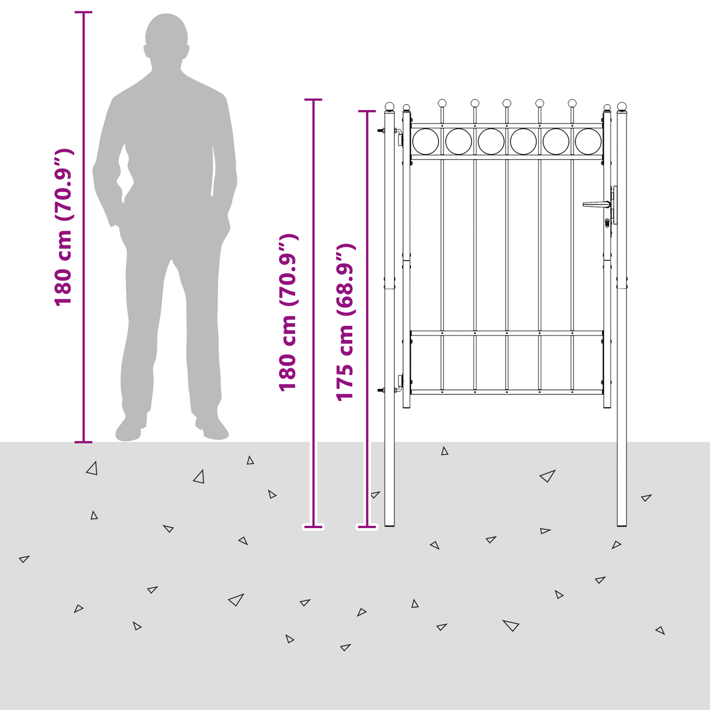 Fence Gate HORST 100 x 125 cm Metal Black Lockable