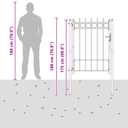 Fence Gate HORST 100 x 125 cm Metal Black Lockable
