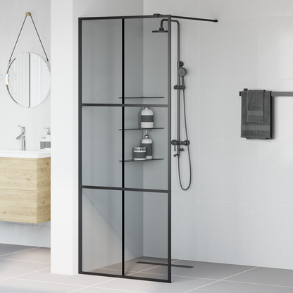 Walk-in Shower Wall Black 80 x 195 cm Tempered Glass