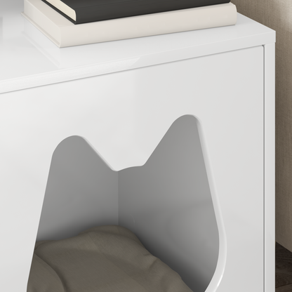 Cat House Gloss White 42.5 x 40 x 53.5 cm Engineered Wood