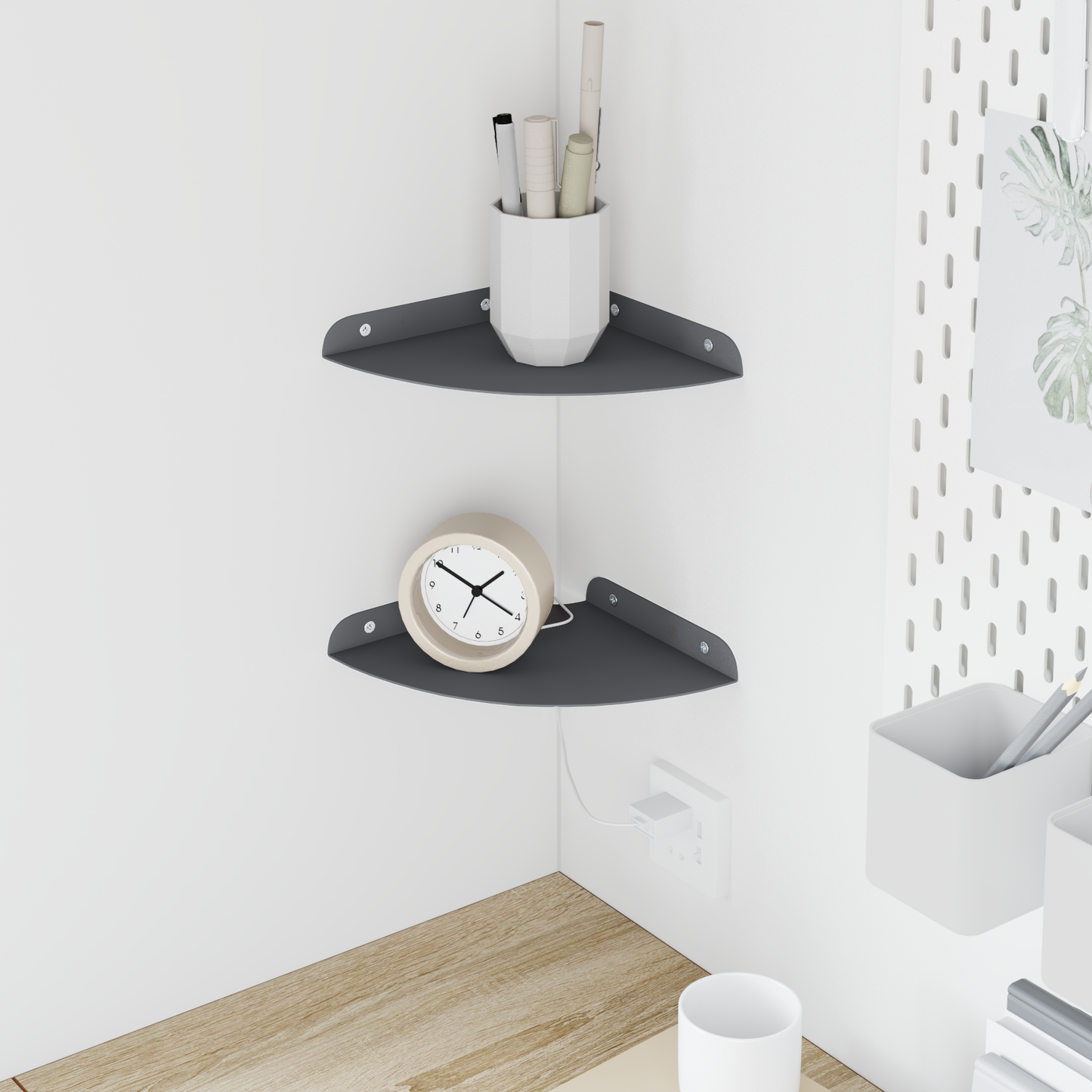 Floating Shelf with Shelf 2 pcs Anthracite 18 x 18 x 2 cm