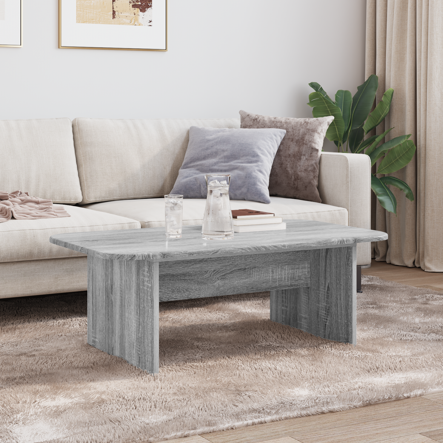 Coffee Table Grey Sonoma 93 x 53 x 33 cm Engineered Wood